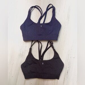 NOBULL Double-Strap Low Impact Unpadded Sports Bras Heather Charcoal&Blue Sz XS